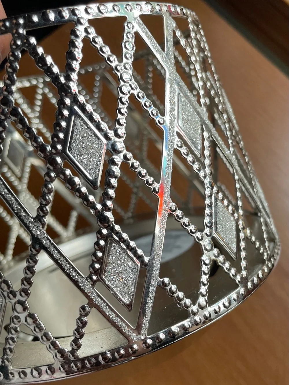 Bath and Body Works Rhinestone Glittery Lattice Argyle 3 Wick Candle Holder